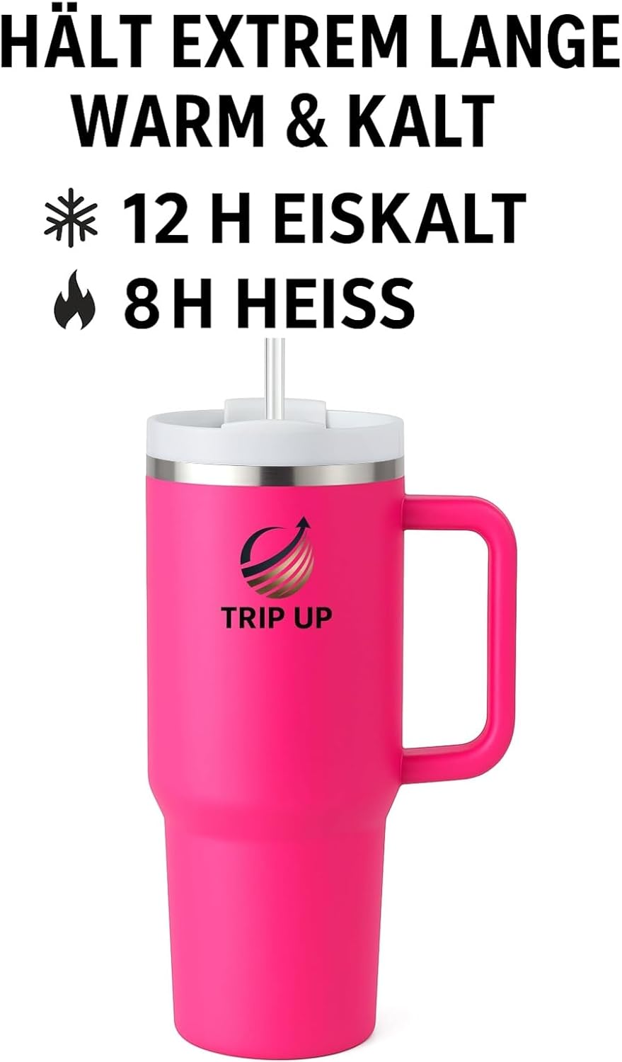 Trip Up Thermobecher Edelstahl, BPA-frei, Spülmaschinenfest, Auslaufsicher 40oz (Nova Pink)