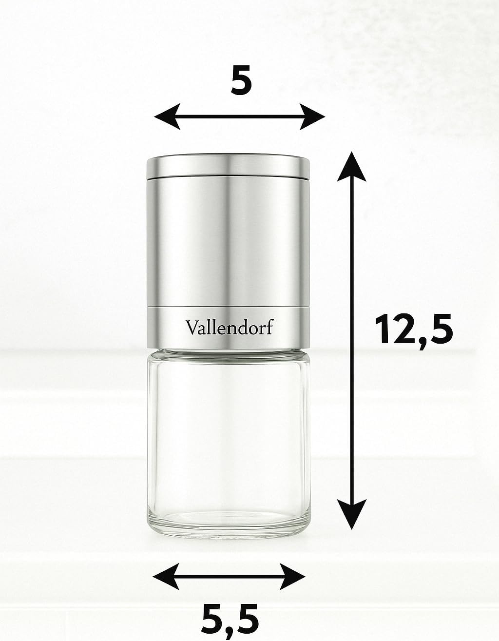 Vallendorf - Gewürzmühlenset 2in1, Salzmühle, Pfeffermühle, Elegance Steel (Edelstahl)