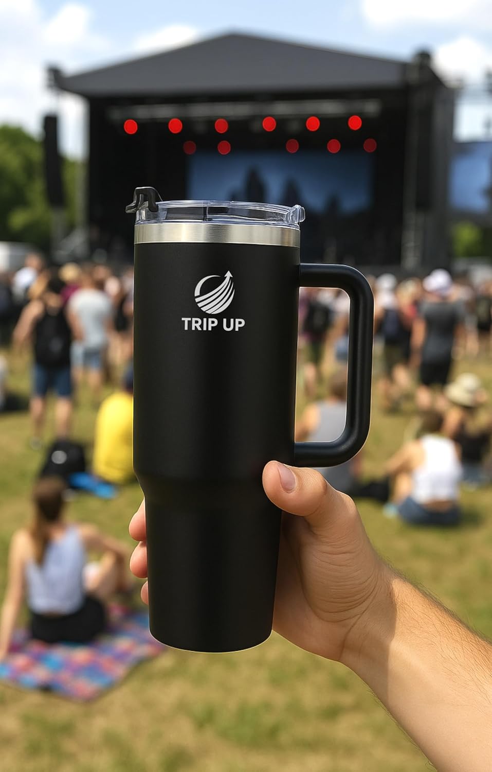 Trip Up Thermobecher Edelstahl, BPA-frei, Spülmaschinenfest, Auslaufsicher 40oz (Jet Black)