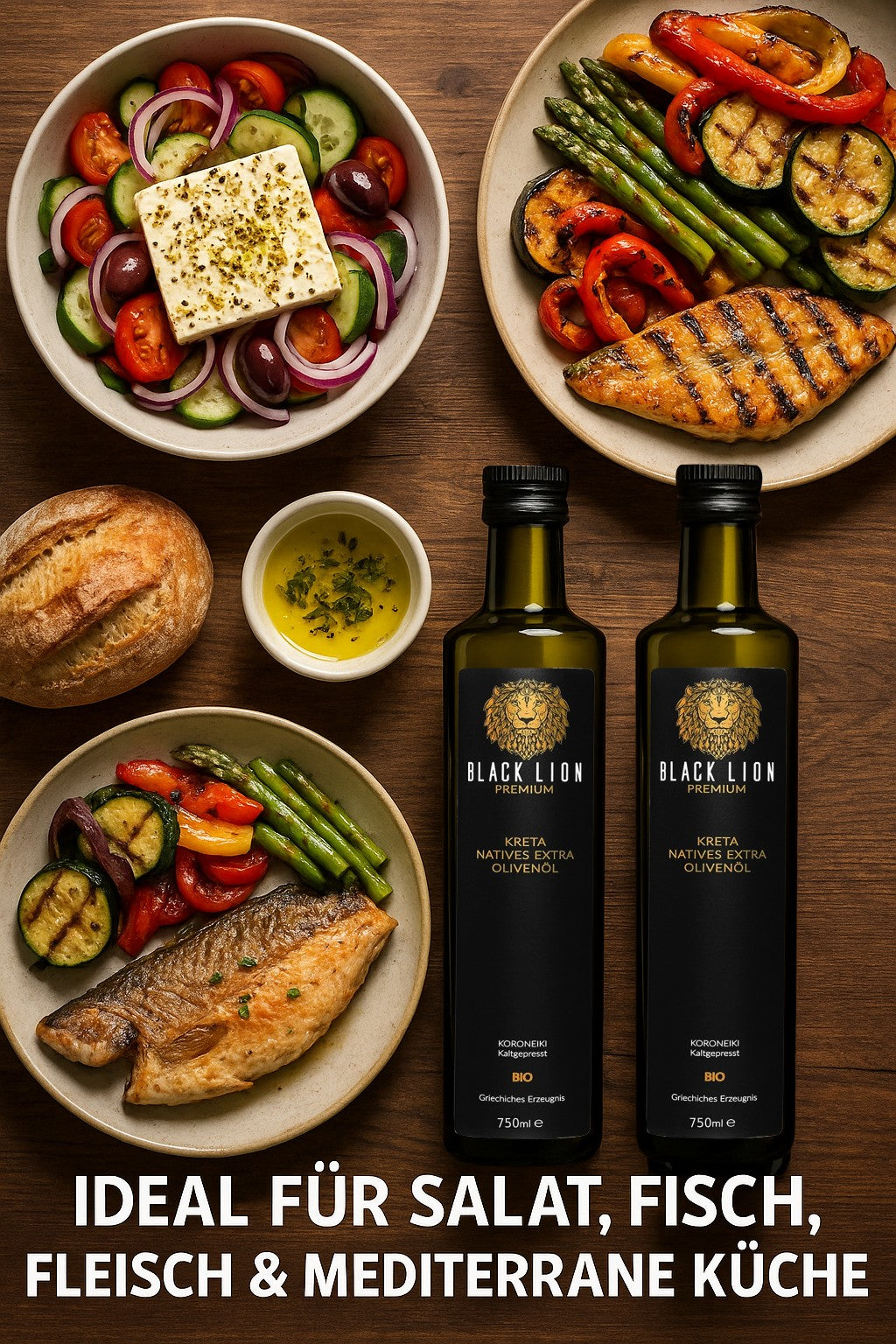 Black Lion BIO Olivenöl aus Kreta – 6x 750ml – extra nativ, kaltgepresst & fruchtig-mild – Premium Olivenöl direkt vom Erzeuger