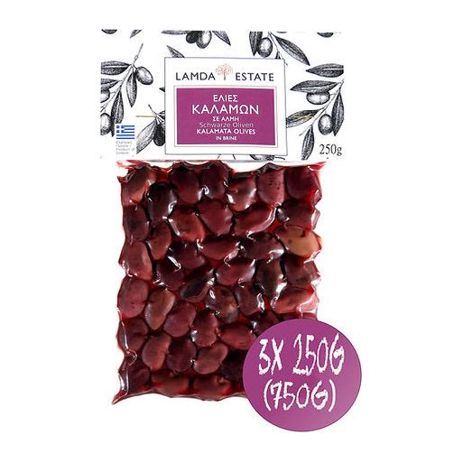 Lamda Estate - Kalamata Oliven 3x 250g (750g)
