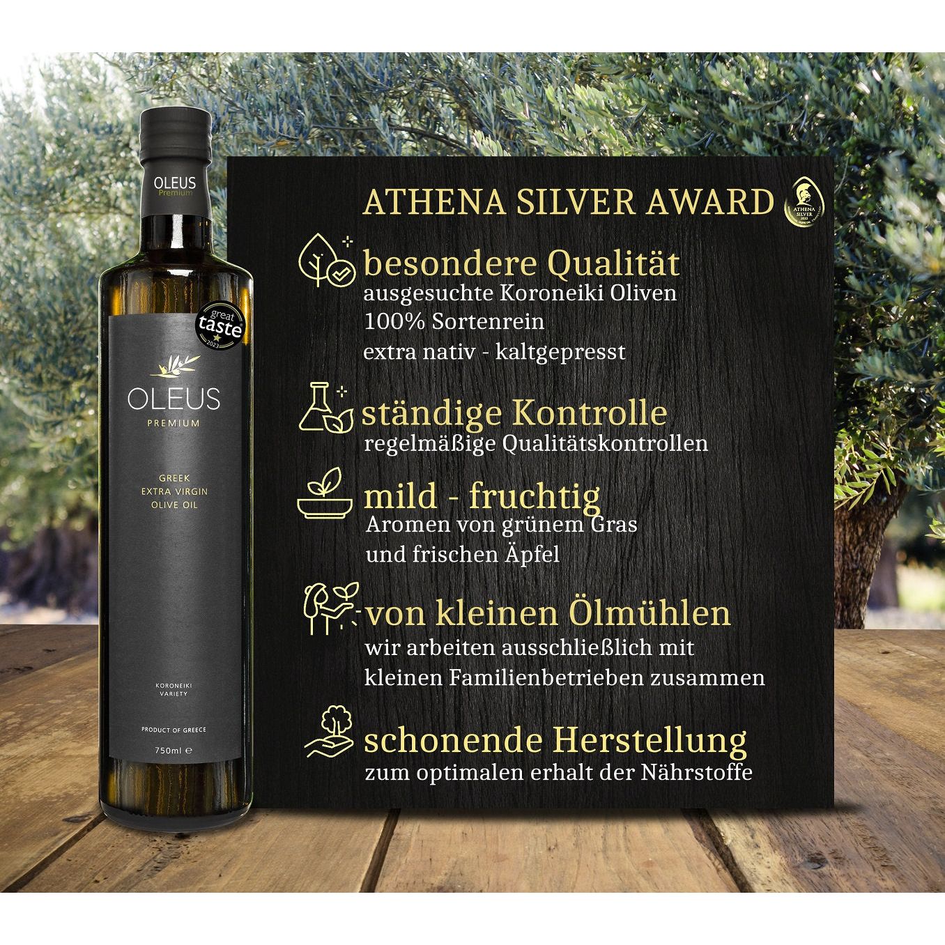 Oleus Griechisches Olivenöl extra nativ AWARD 750ml