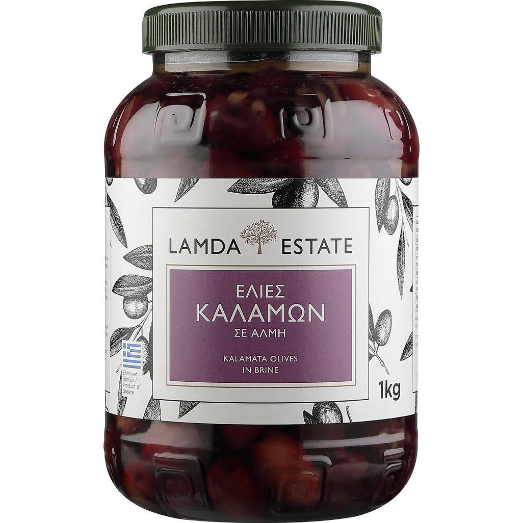 Lamda Estate - Kalamata schwarze griechische Oliven Jumbo (1Kg)