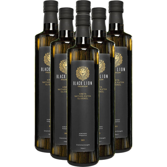Black Lion BIO Olivenöl aus Kreta – 6x 750ml – extra nativ, kaltgepresst & fruchtig-mild – Premium Olivenöl direkt vom Erzeuger