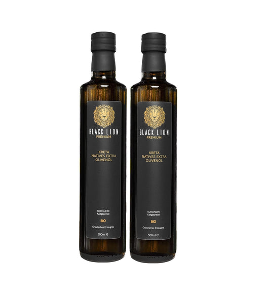 Kreta Black Lion - Griechisches Bio Olivenöl extra nativ 2x500ml (1Liter)
