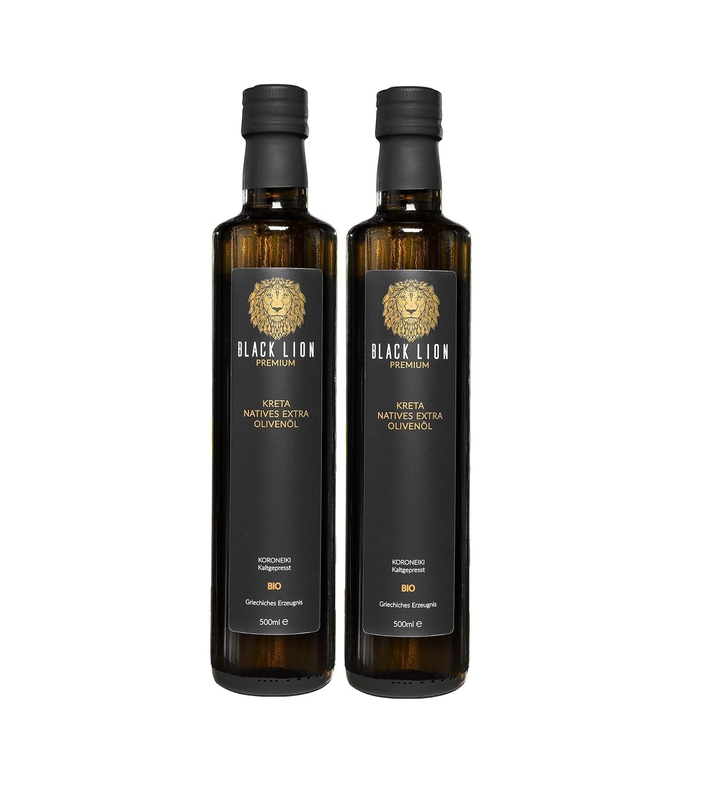Kreta Black Lion - Griechisches Bio Olivenöl extra nativ 2x500ml (1Liter) Hochwertig | ⭐Unsere Empfehlung
