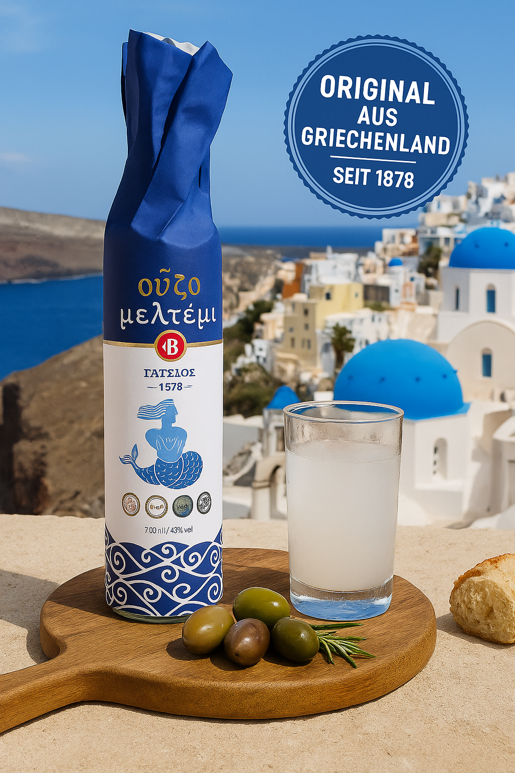 Ouzo Meltemi – Premium Ouzo aus Griechenland mit Anisgeschmack, 700 ml, 40 % vol.