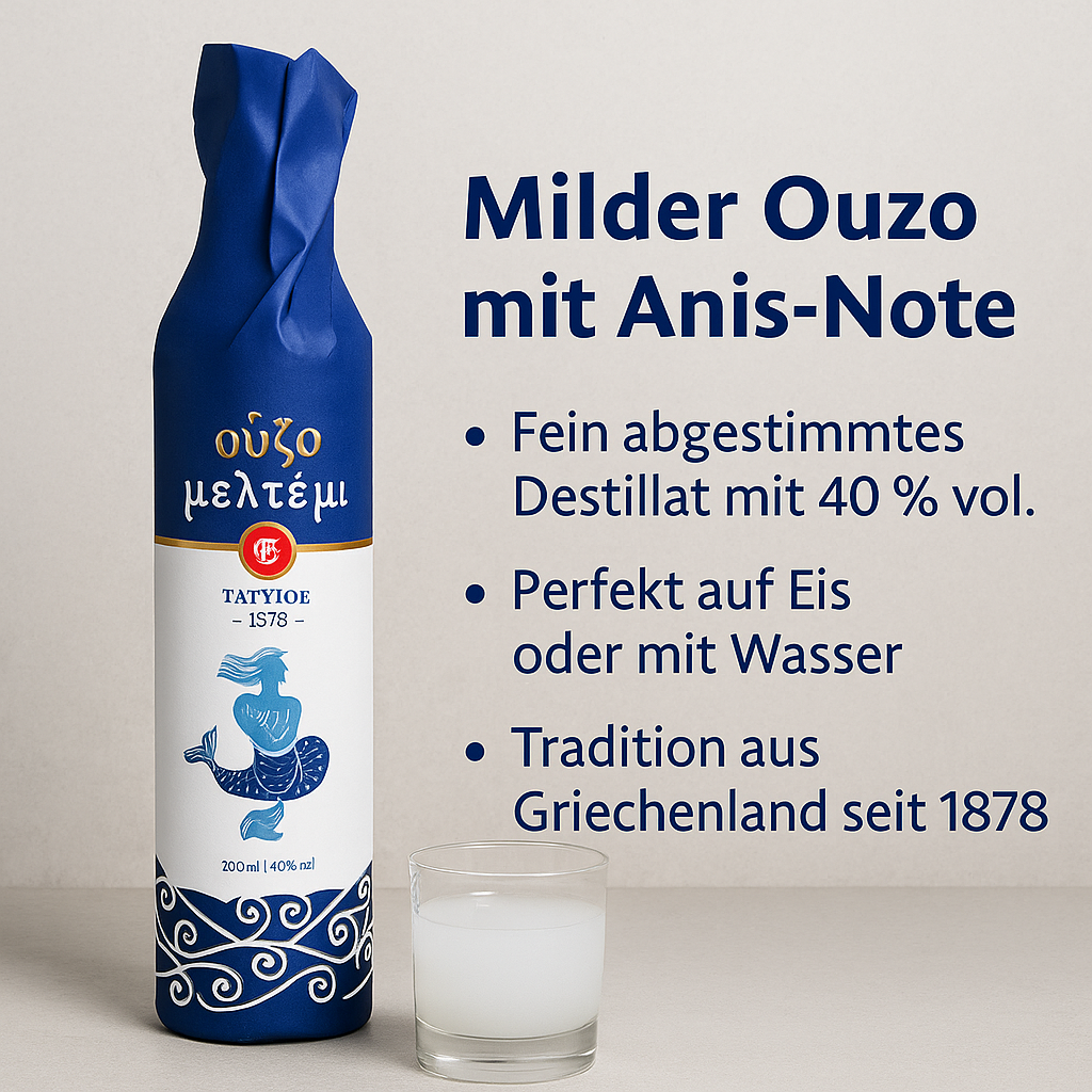 Ouzo Meltemi – Premium Ouzo aus Griechenland mit Anisgeschmack, 700 ml, 40 % vol.