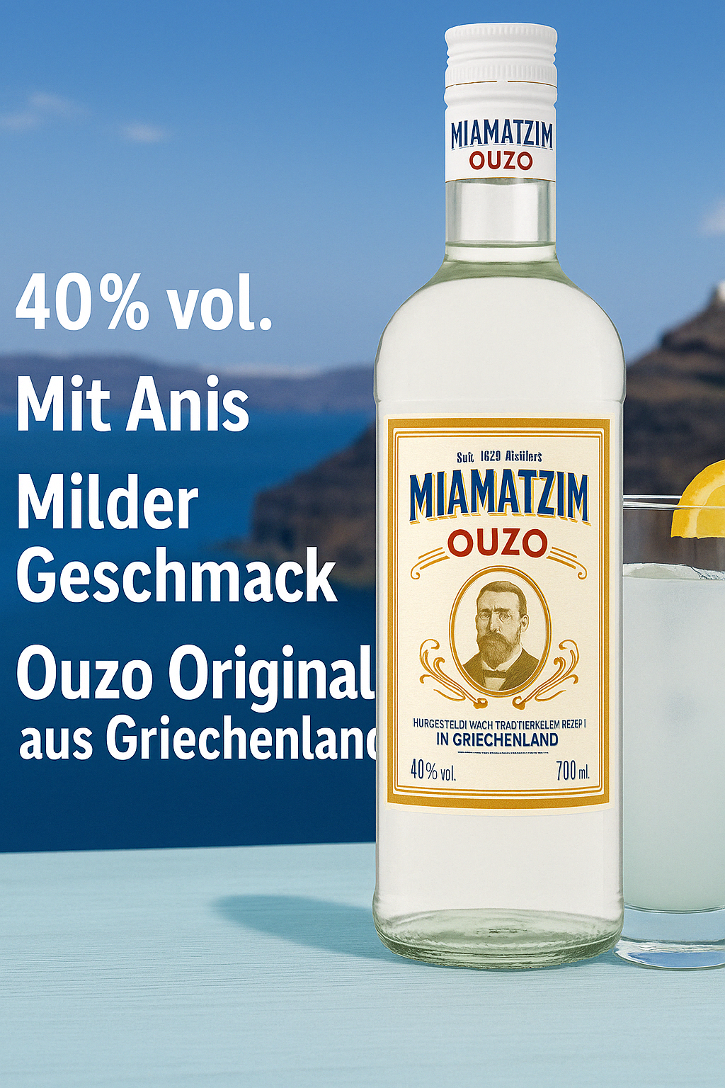 Original Griechischer Ouzo Babatzim 40 % – Vorteilspaket 6 x 700 ml