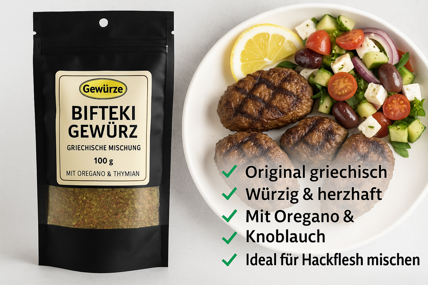 Griechische Bifteki Gewürzmischung 100 g – Ideal für Hackfleisch, Lamm & Grillgerichte
