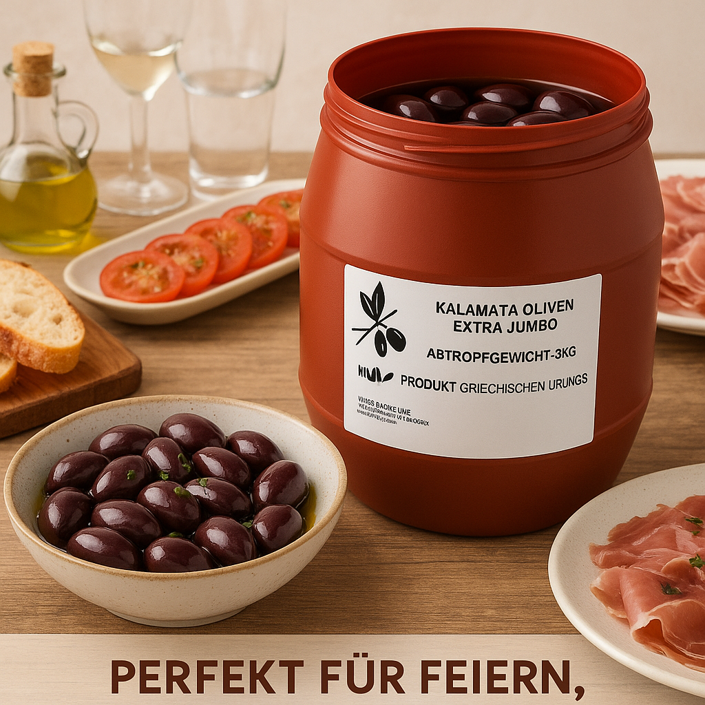 Kalamata Oliven 3 kg – OREA Feinkost | Griechische Premium-Oliven