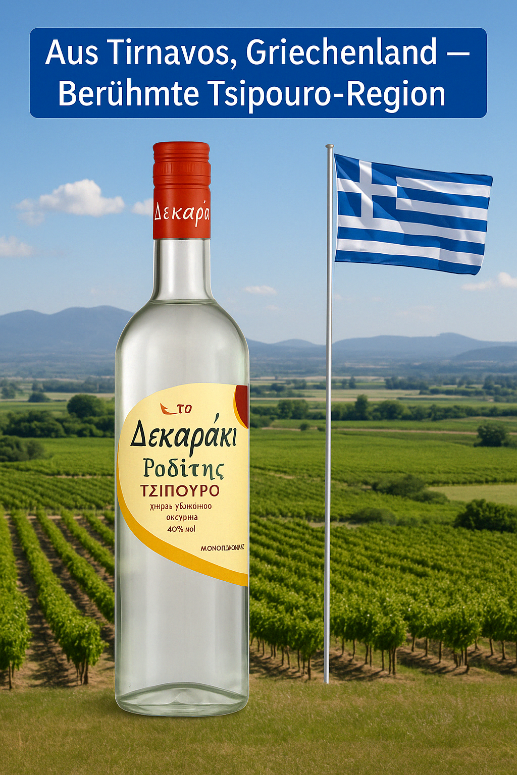 Dekaraki Tsipouro Roditis – Reiner Genuss ohne Anis | Griechischer Premium-Tsipouro, 700 ml