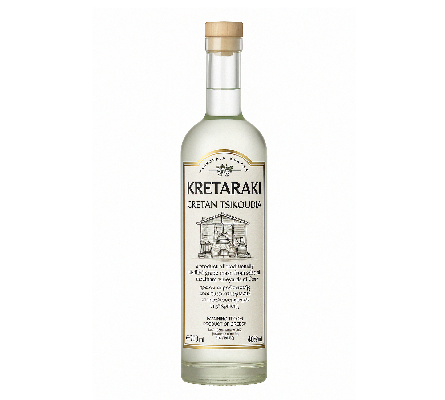 Tsikoudia Kreta Raki (Tsipouro) - Kretaraki ohne Anis 700ml mit