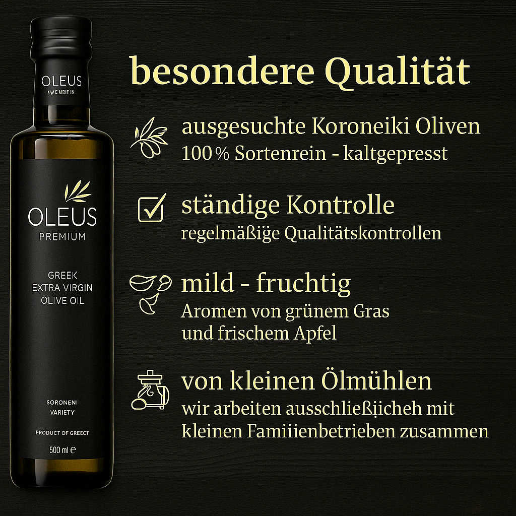 Oleus griechisches Olivenöl extra nativ - AWARD 1 Liter (2x500ml)