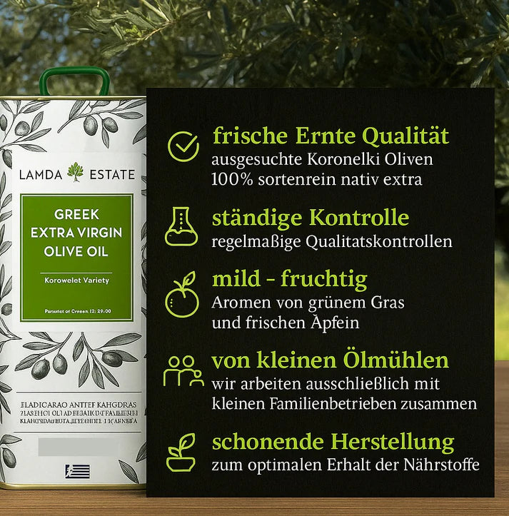 🌿 Lamda Estate Premium-Olivenöl Vorteilspaket – 5L + 1L Kreta Extra-Genuss Bundle