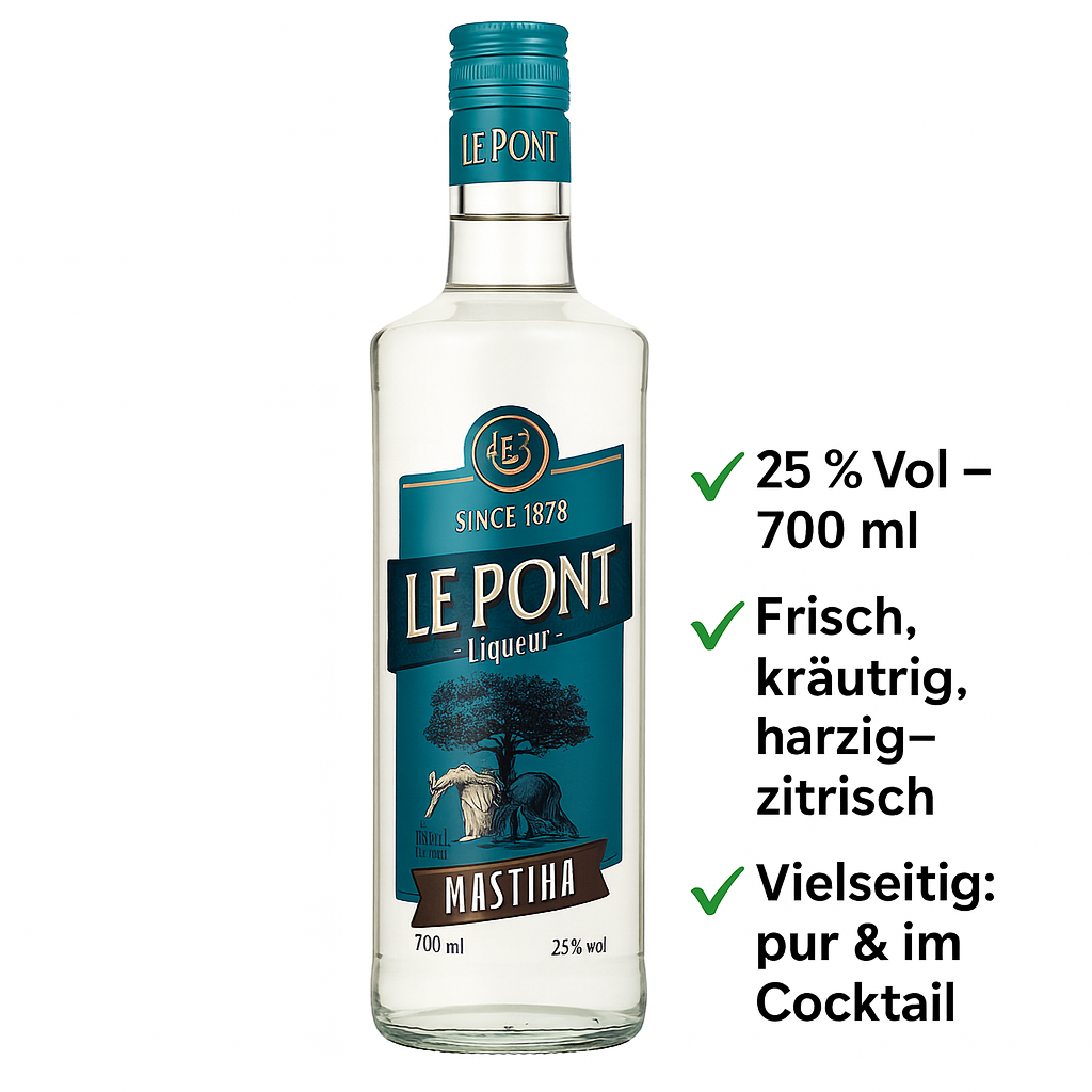 Cocktail Mastiha Likör 700ml mit 2x Cocktail Gläser