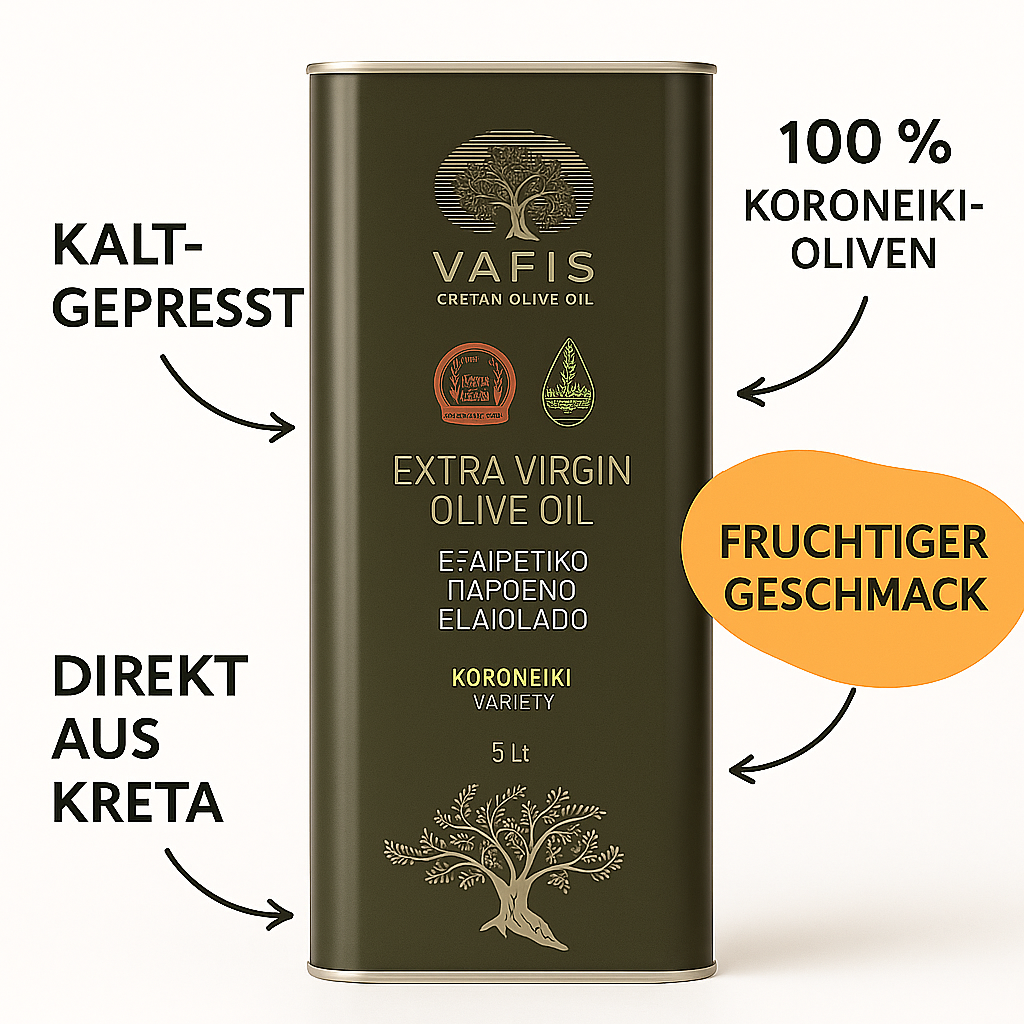 VAFIS griechisches Olivenöl 5L – 100 % Koroneiki aus Kreta – Frische Ernte - extra nativ