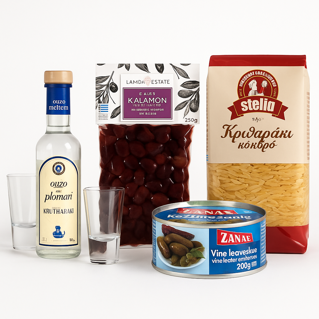 Ouzo Abend – Meze & mehr Box OREA-Feinkost.de - Geschenk Box, Präsentkorb