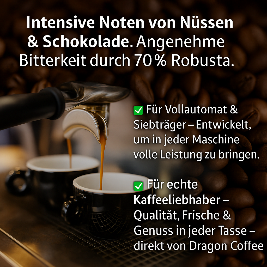 Dragon Coffee Barista – Kaffeebohnen 1kg – Italienische Röstung, kräftig & vollmundig, Kaffee ganze Bohnen mit hohem Koffeingehalt