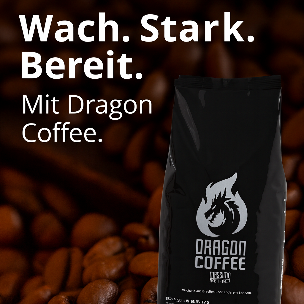 Dragon Coffee Barista – Kaffeebohnen 1kg – Italienische Röstung, kräftig & vollmundig, Kaffee ganze Bohnen mit hohem Koffeingehalt