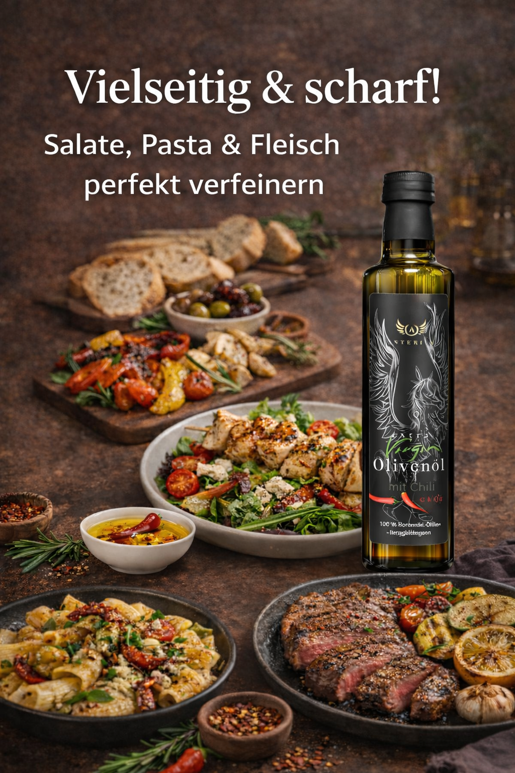 Asterius Würzöl Chili – Kaltgepresstes Olivenöl Extra Nativ, 250ml | Limitierte Menge 🍃Mindestens bis 09/26 haltbar