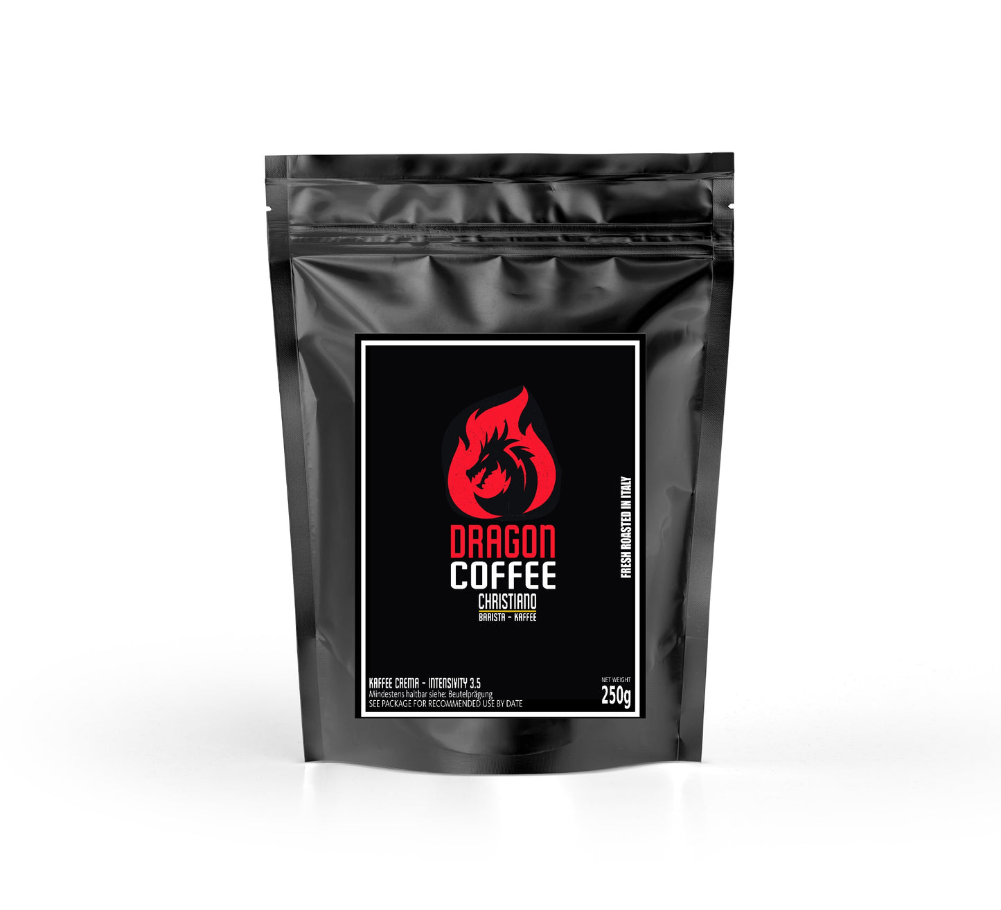 Kaffee Bohnen, Dragon Coffee Barista, frische ganze Kaffeebohnen, aus Italien 250g (Christiano Blend)