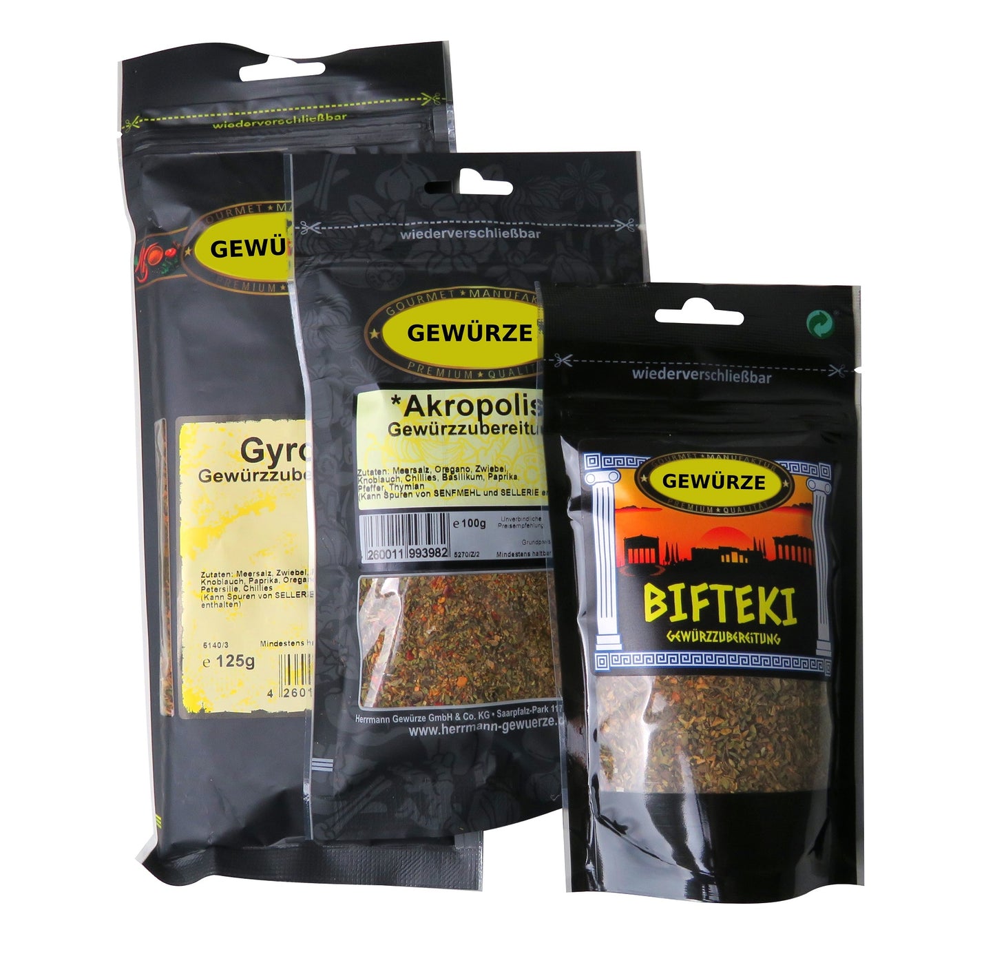 Gewürzmischung Probierset, Bifteki, Gyros, Akropolis (325g)