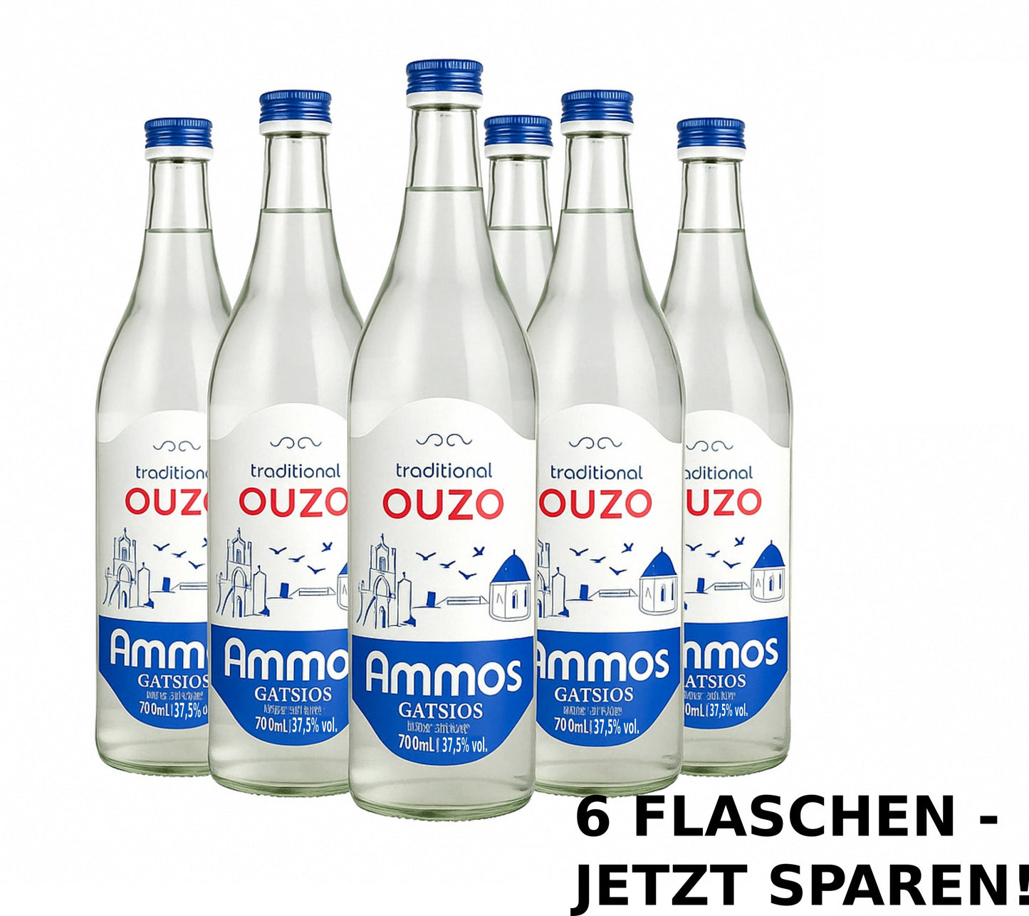 Ouzo Ammos mit Anis, griechischer Uzo Gatsios 6x700ml