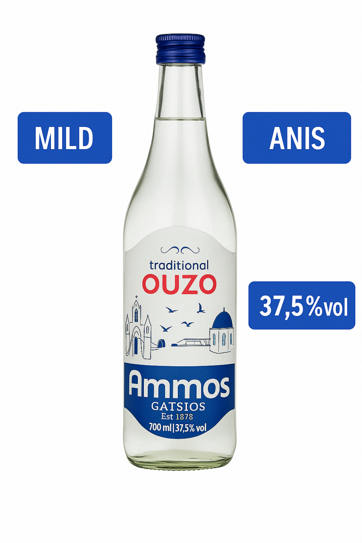 Ouzo Ammos mit Anis, griechischer Uzo Gatsios 6x700ml