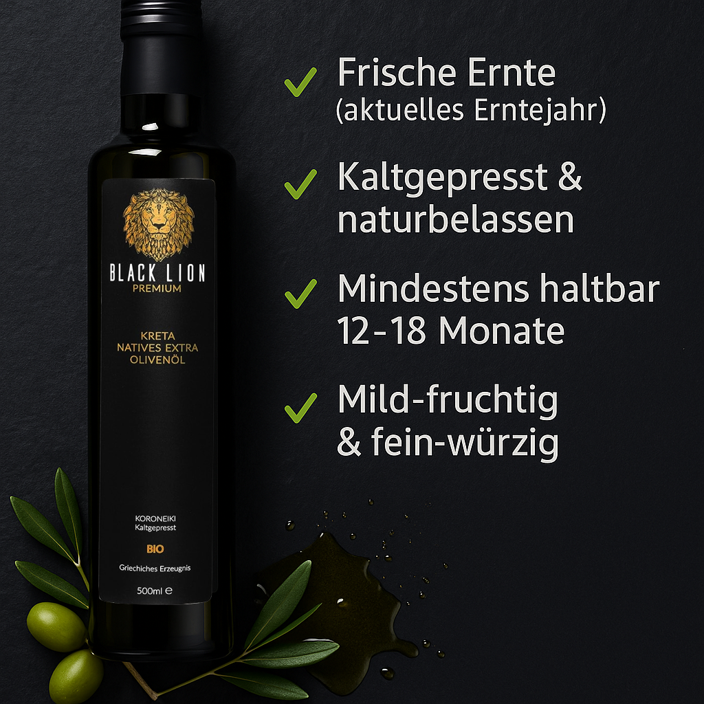 Kreta Black Lion Bio Griechisches Olivenöl extra nativ 750ml
