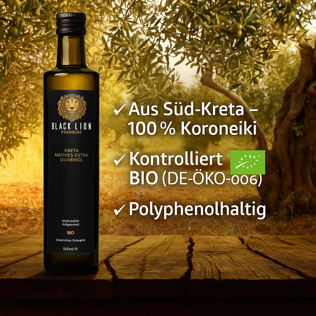Kreta Black Lion Bio Griechisches Olivenöl extra nativ 750ml