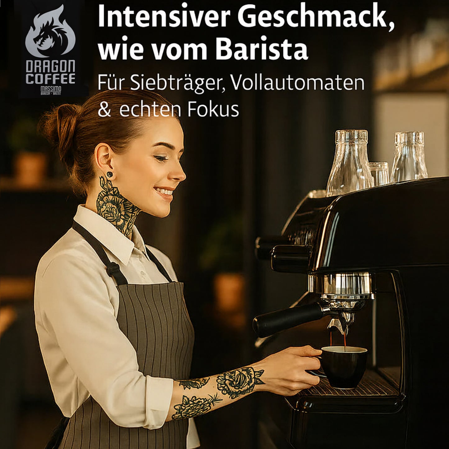 Dragon Coffee Barista – Kaffeebohnen 1kg – Italienische Röstung, kräftig & vollmundig, Kaffee ganze Bohnen mit hohem Koffeingehalt