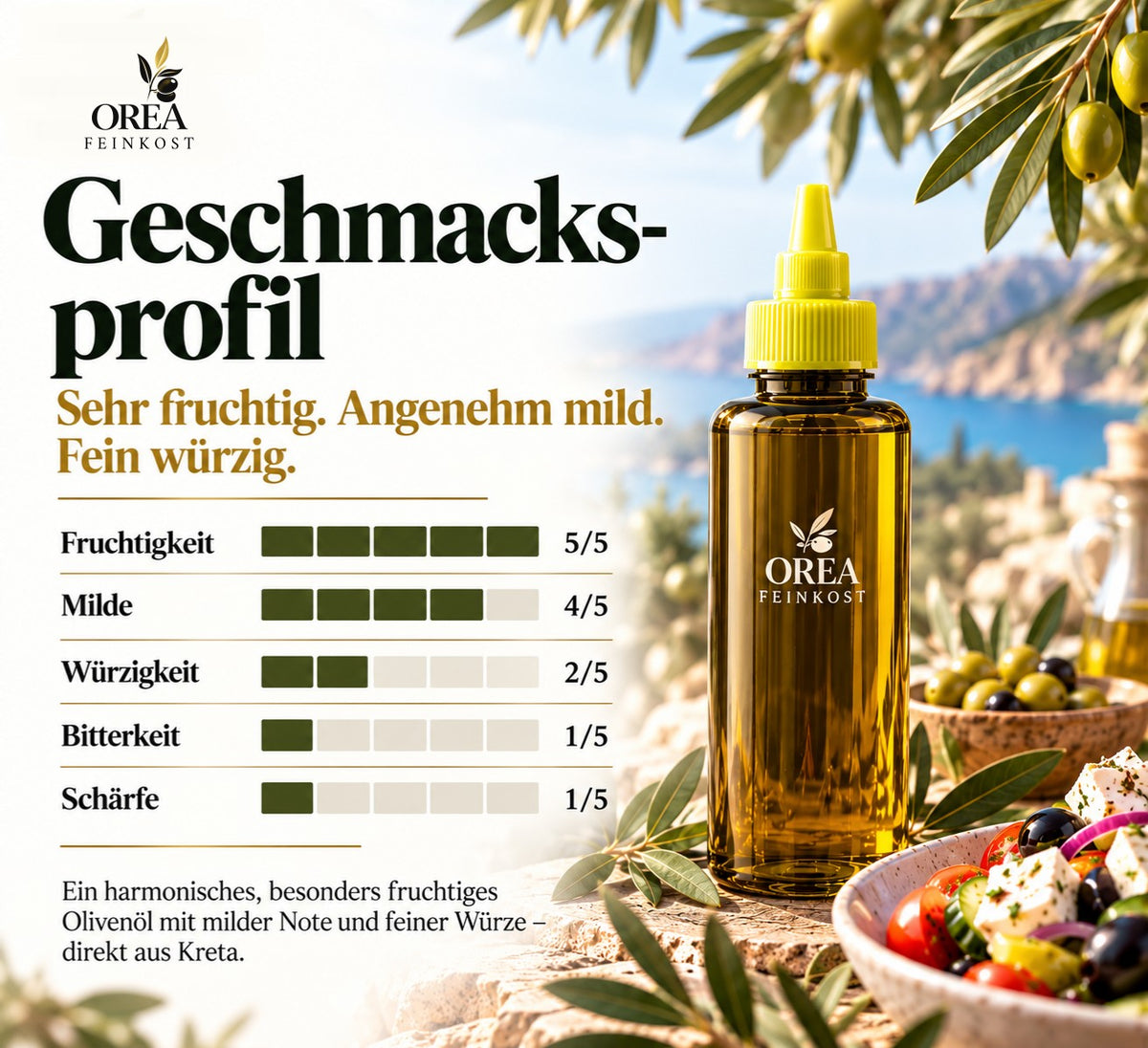 OREA Auswahl – 5L Extra Natives Olivenöl aus Kreta + 500ml Squeeze-Dosierflasche | Vorteilsset Limitiert | Ernte 2025/26