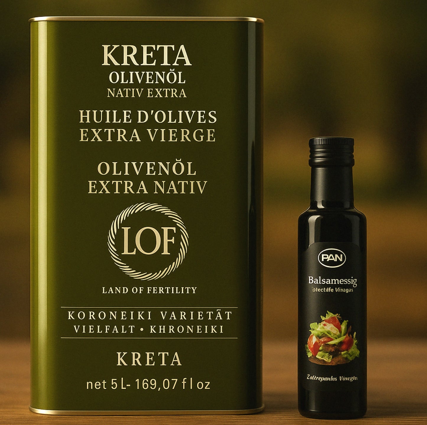 Kreta LOF Olivenöl 5L extra nativ im Kanister + GRATIS Balsamico Essig (250 ml)