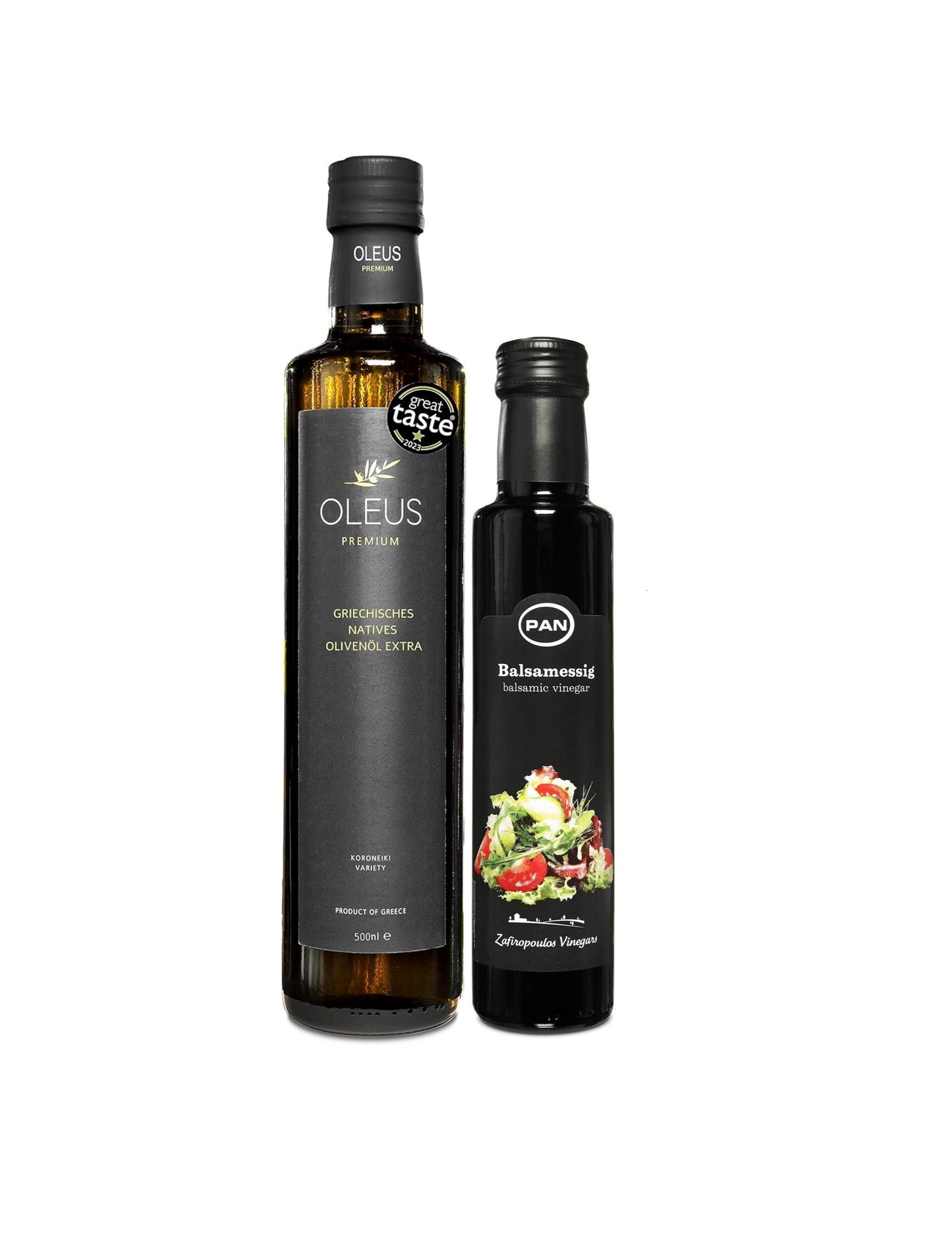 Probierset Öl & Essig, Oleus Griechisches Olivenöl extra nativ 500ml + Balsamico Essig 250ml