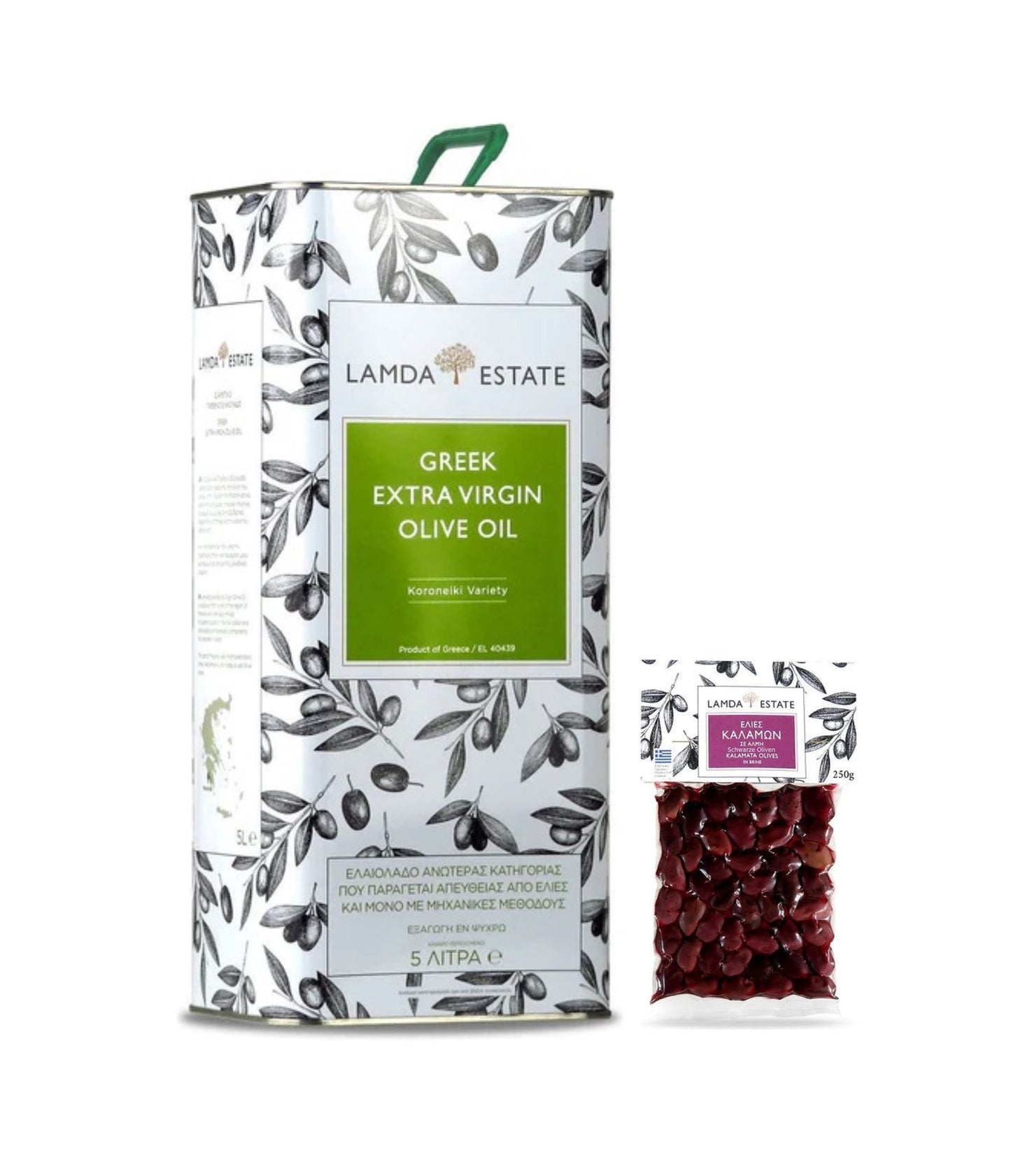 Lamda Estate griechisches extra natives Olivenöl 5 Liter + Kalamata Oliven - Limitierte Vorbestellung: Frisches Olivenöl in 3-4 Wochen geliefert