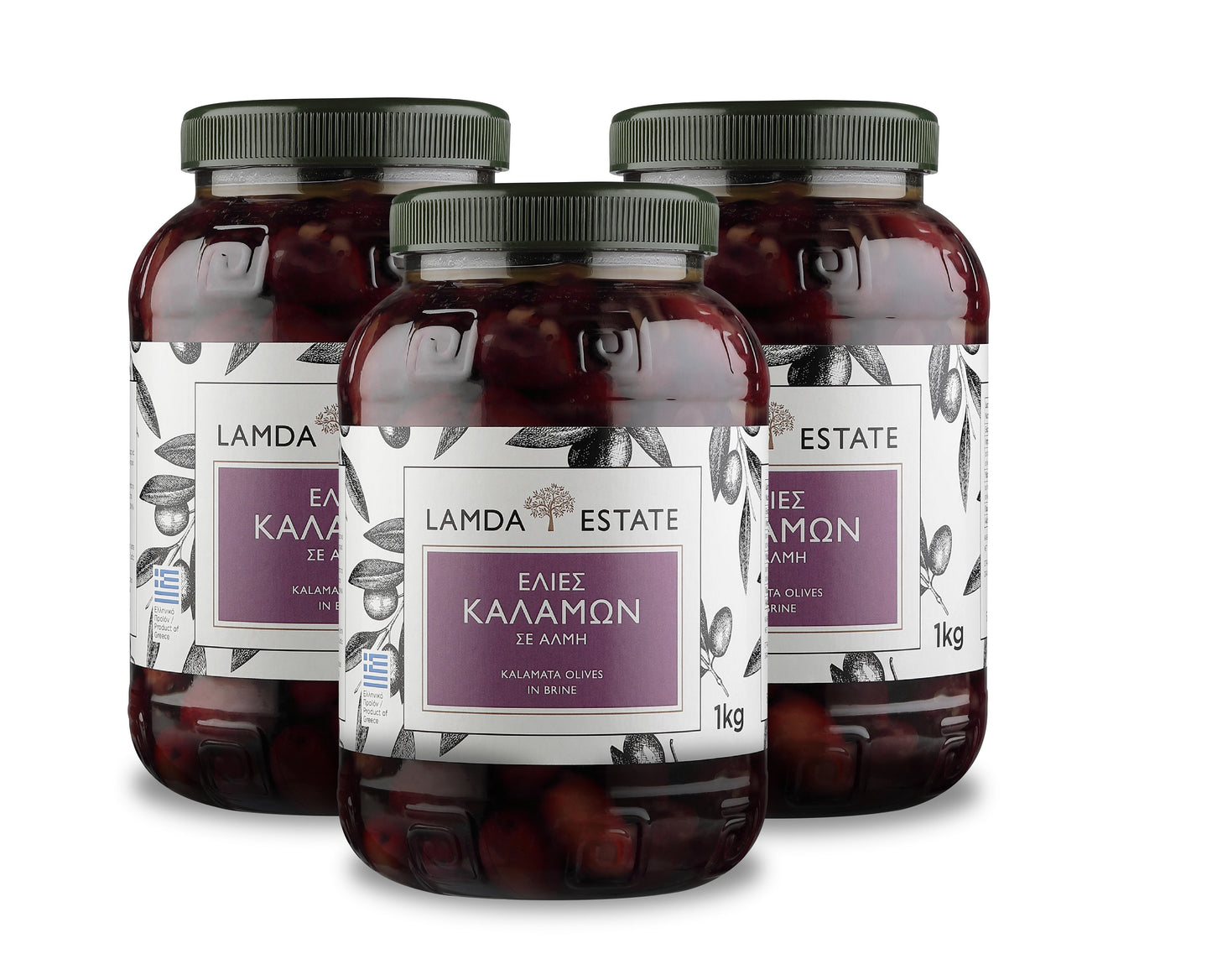 Lamda Estate - Kalamata schwarze griechische Oliven 3x 1Kg