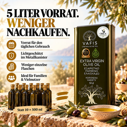 OREA Auswahl – Griechisches Olivenöl 5L – Dellenkanister / 2. Wahl – Extra Nativ | VAFIS