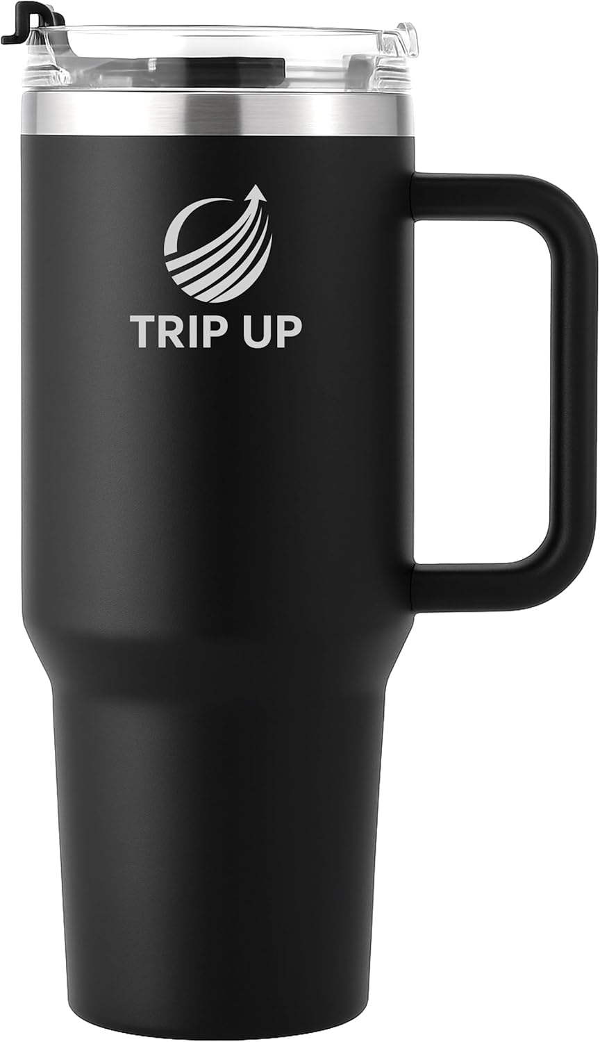 Trip Up Thermobecher Edelstahl, BPA-frei, Spülmaschinenfest, Auslaufsicher 40oz (Jet Black)