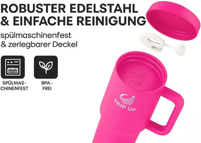 Trip Up Thermobecher Edelstahl, BPA-frei, Spülmaschinenfest, Auslaufsicher 40oz (Nova Pink)