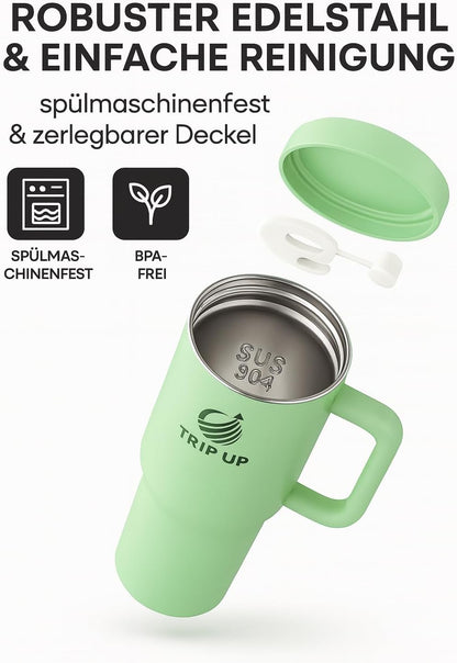 Trip Up Thermobecher Edelstahl, BPA-frei, Spülmaschinenfest, Auslaufsicher 40oz (Zeta Green)