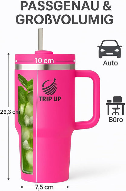 Trip Up Thermobecher Edelstahl, BPA-frei, Spülmaschinenfest, Auslaufsicher 40oz (Nova Pink)