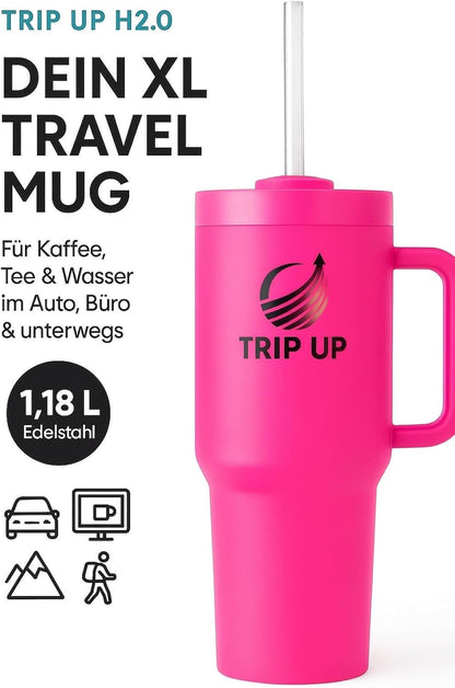 Trip Up Thermobecher Edelstahl, BPA-frei, Spülmaschinenfest, Auslaufsicher 40oz (Nova Pink)