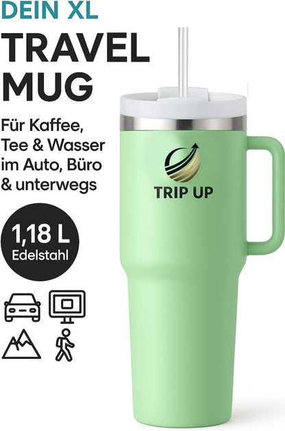 Trip Up Thermobecher Edelstahl, BPA-frei, Spülmaschinenfest, Auslaufsicher 40oz (Zeta Green)