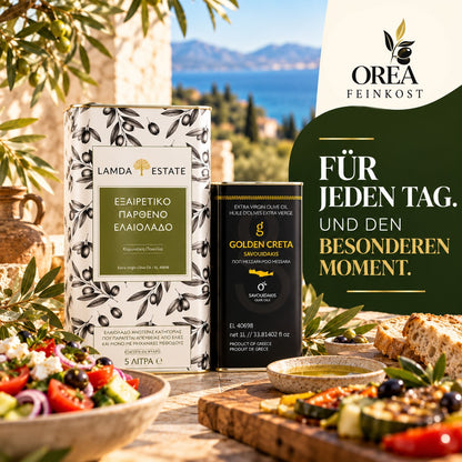 Lamda Estate griechisches Olivenöl Vorteilspaket – 5L + 1L Extra Natives Olivenöl aus Kreta | 6 Liter OREA Feinkost