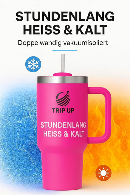 Trip Up Thermobecher Edelstahl, BPA-frei, Spülmaschinenfest, Auslaufsicher 40oz (Nova Pink)