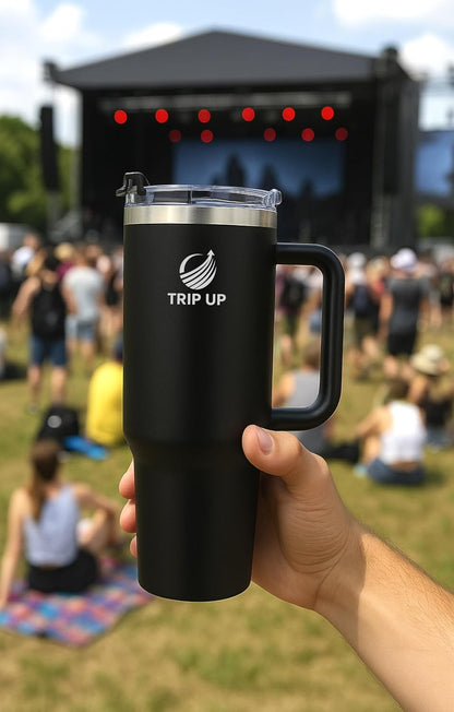 Trip Up Thermobecher Edelstahl, BPA-frei, Spülmaschinenfest, Auslaufsicher 40oz (Jet Black)