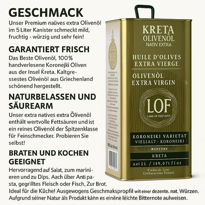 Kreta LOF griechisches Olivenöl 5 Liter extra nativ Kanister