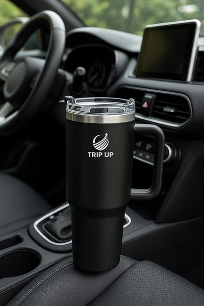 Trip Up Thermobecher Edelstahl, BPA-frei, Spülmaschinenfest, Auslaufsicher 40oz (Jet Black)