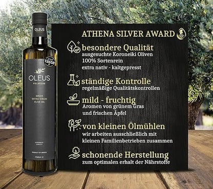 Oleus griechisches extra natives Olivenöl 2x750ml + Balsamico 250ml - Limitierte Vorbestellung: Frisches Olivenöl in 1-3 Wochen geliefert